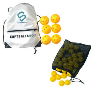 30 Softballa® Mini Plastic Balls with Holes with Carry Bag